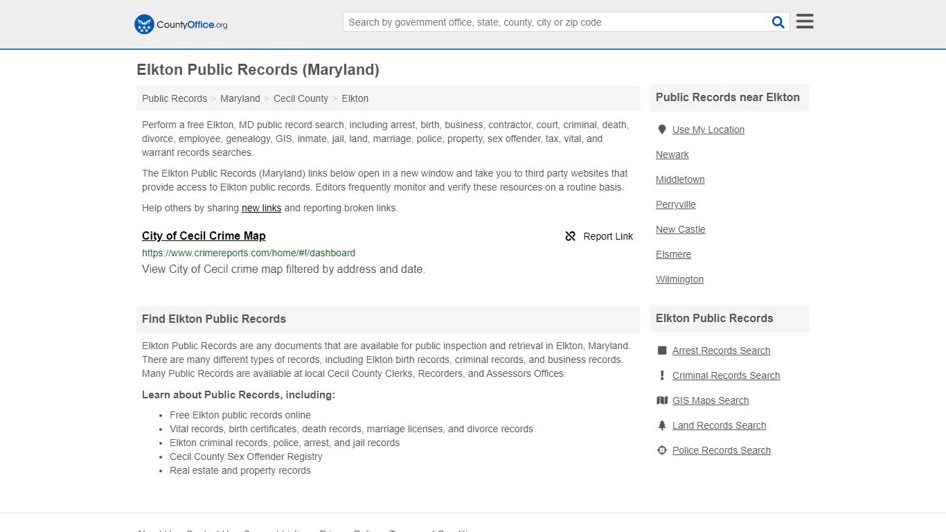 Public Records - Elkton, MD (Business, Criminal, GIS ...